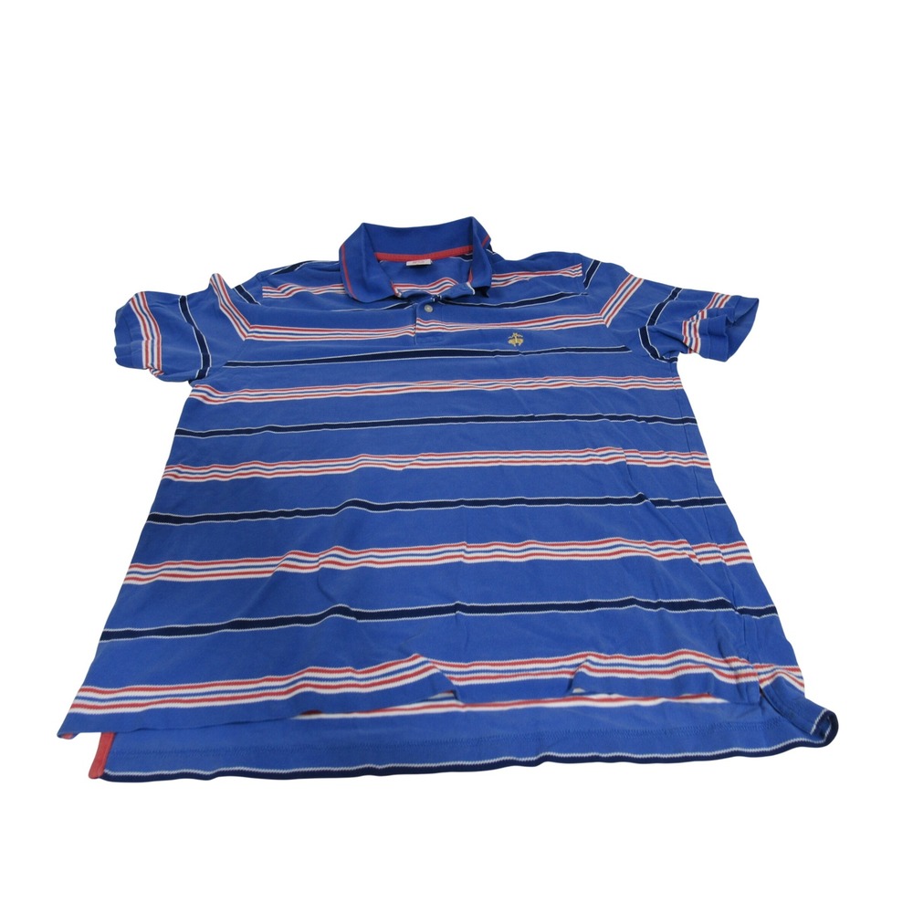 Brooks Brothers Mens Blue Striped Performance Polo Shirt Original Fit Large